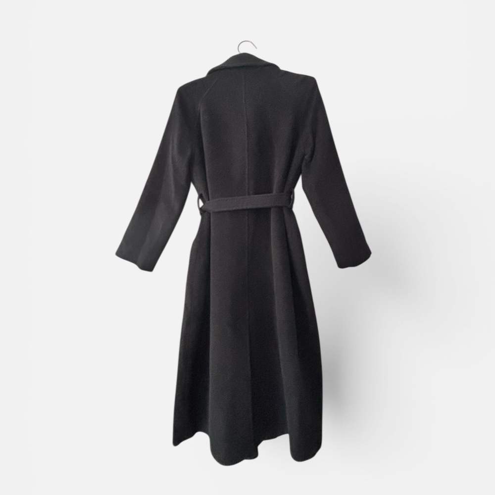 Quince Camel Hair Double Breasted Wrap Coat Black Medium NWT - Picture 3 of 9